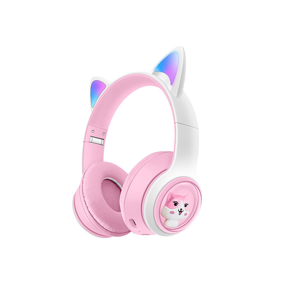 Auriculares inalámbricos diseño orejas de gato LED rosa 