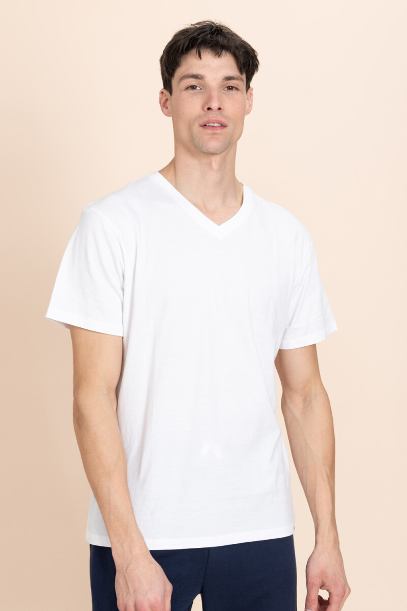 Camiseta cuello en V - Blanco 