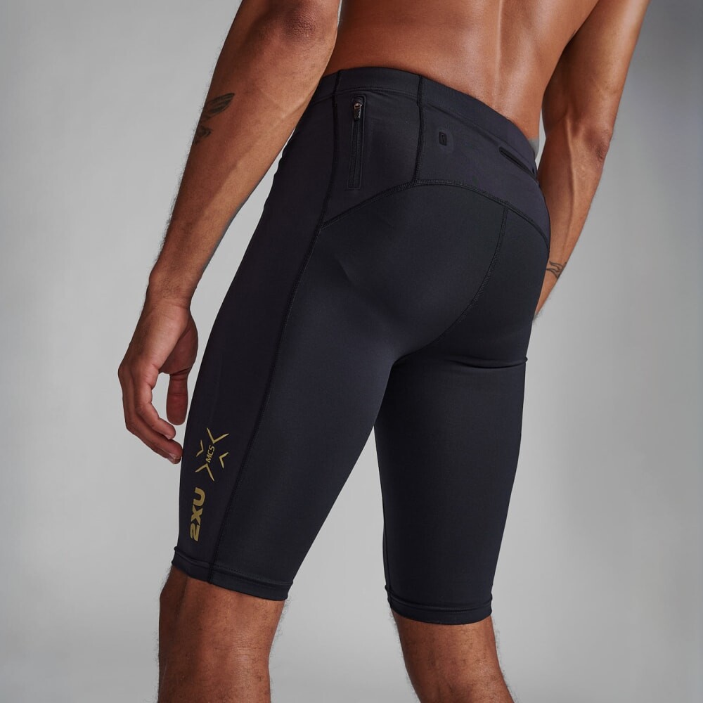 Light Speed Compression <br /> Shorts - Hombre Black/gold Reflective