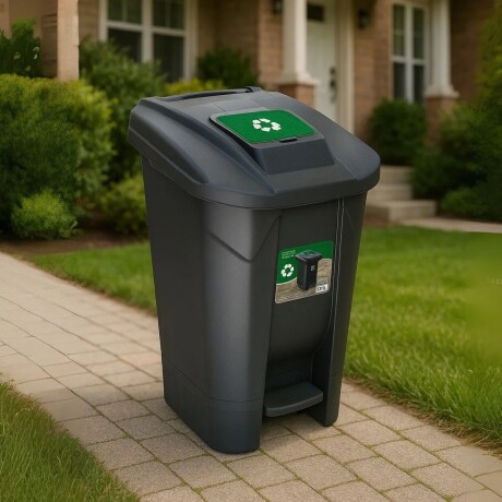 Tarro de residuos con ruedas y pedal 120 lts VERDE