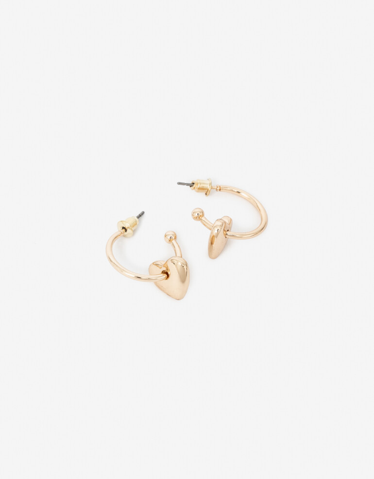 Aros Argollas Argollas Con Corazón - Dorado