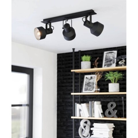 Spot de 3 luces E27 pant. metálicas negro CASIBARE EG4204