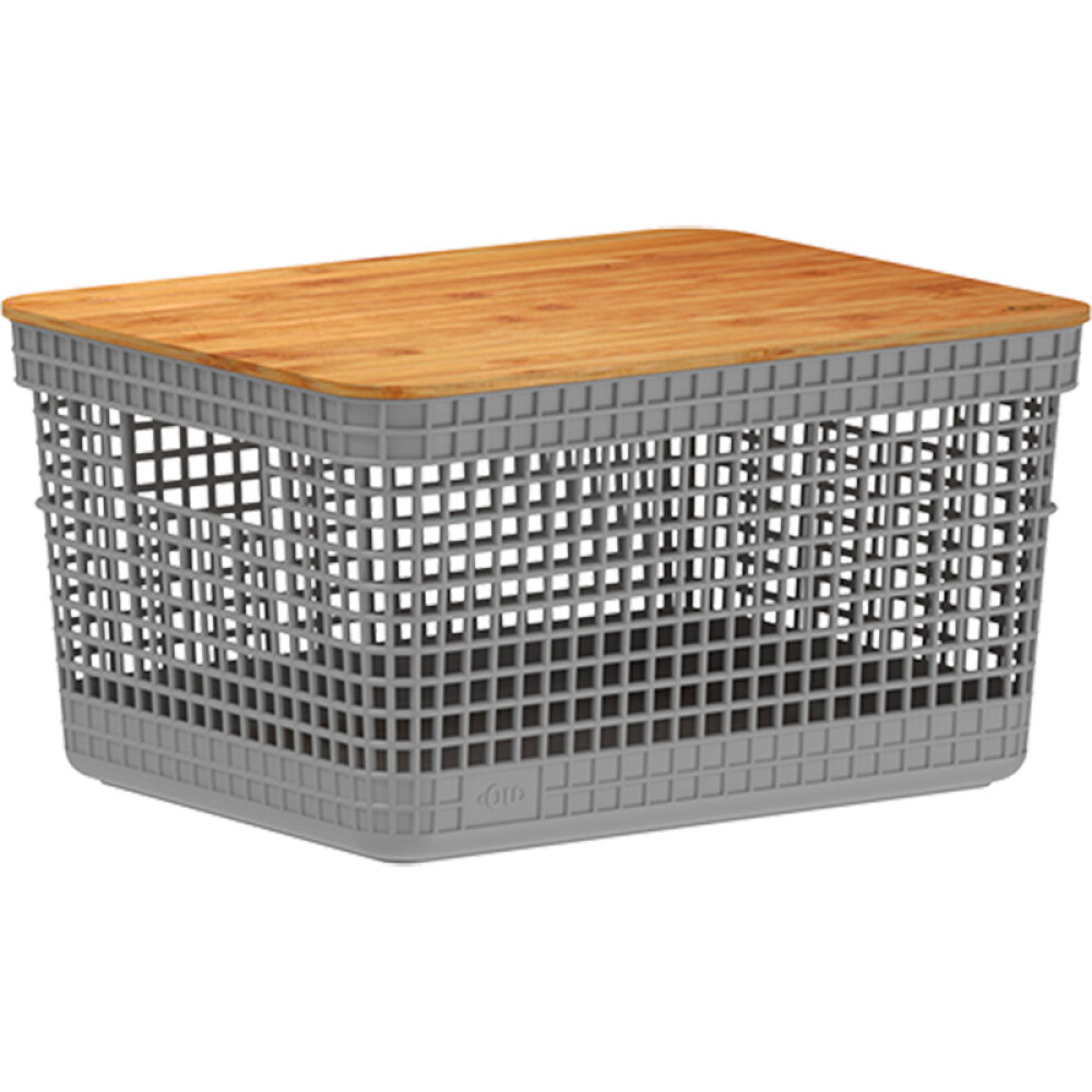 Organizador Rejilla M | Tapa Bambú Gris
