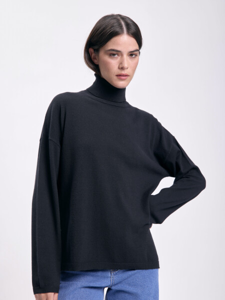 Polera punto de rib Negro