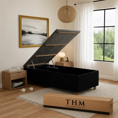 Sommier Baúl 1 plaza HAMPTONS Smartbox Memory Foam Negro