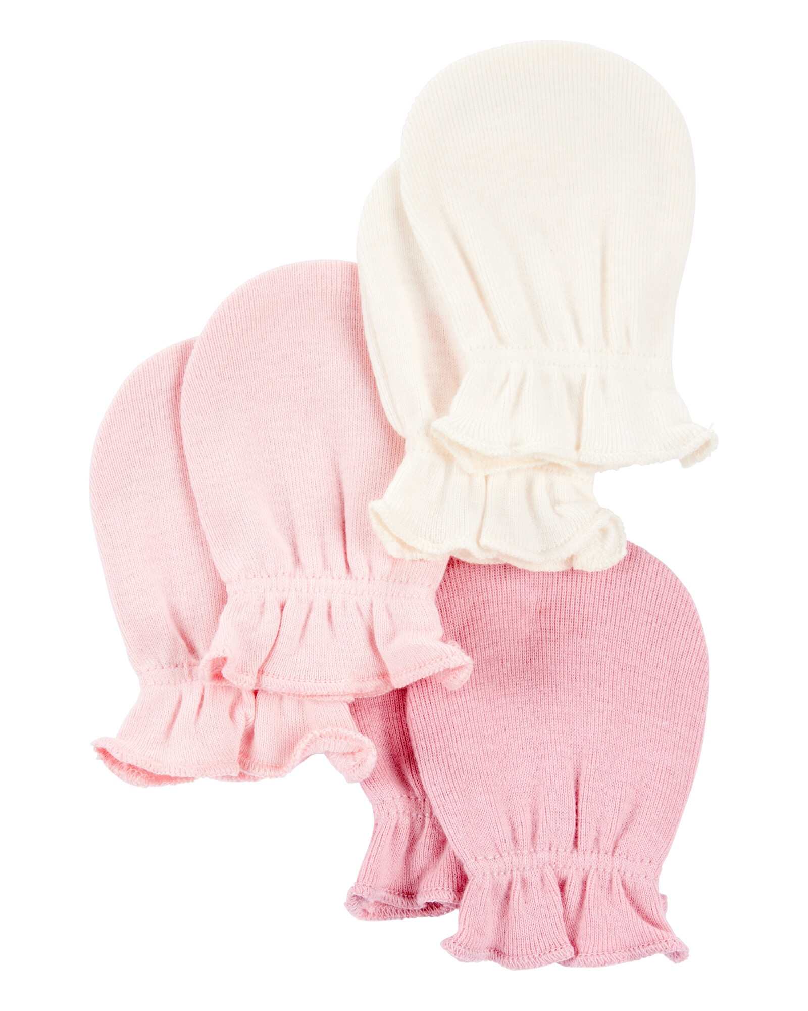 Pack tres pares de mitones de algodón, rosados Pack tres pares de mitones de algodón, rosados