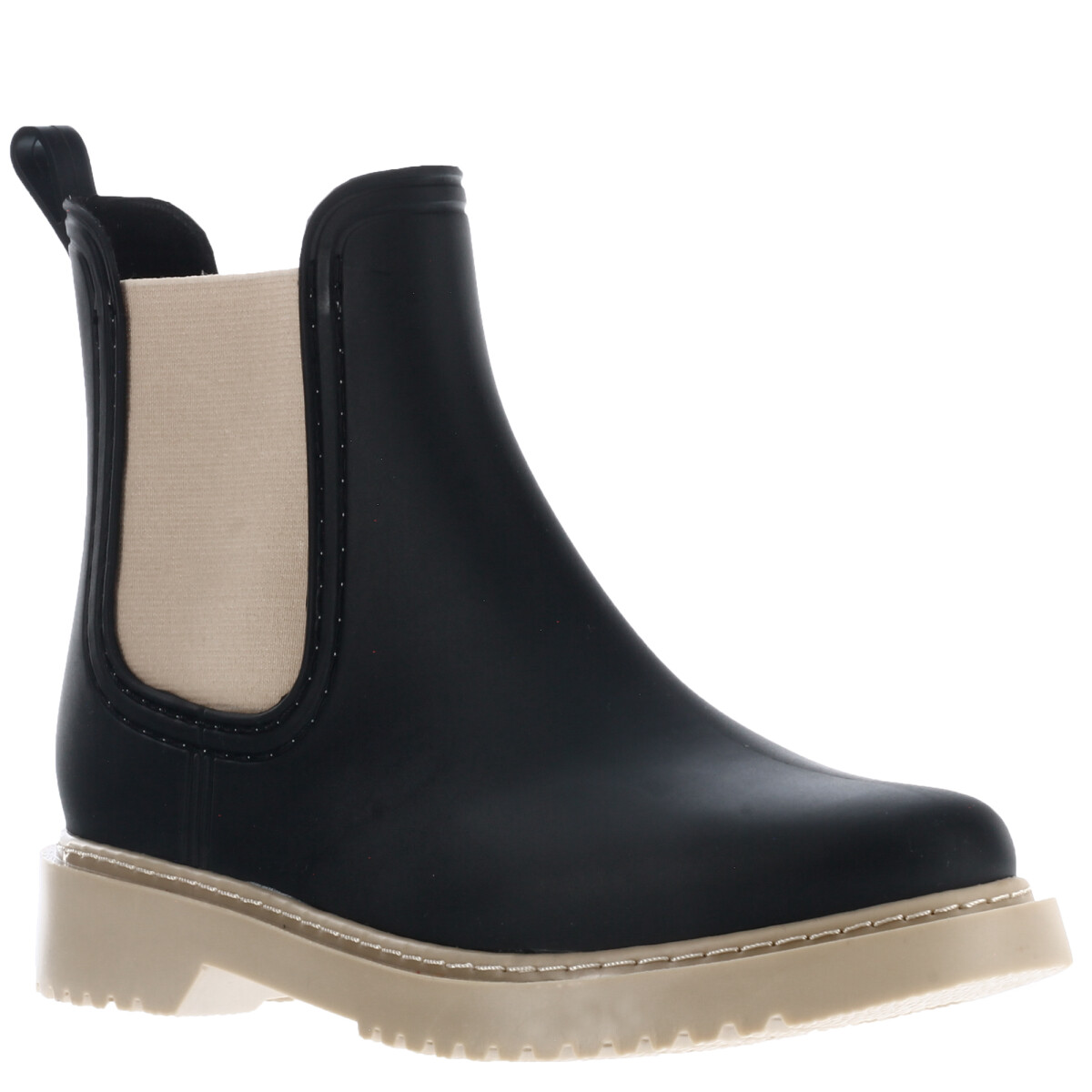 Bota GINA de lluvia con elastico lateral MissCarol - Black/Beige 