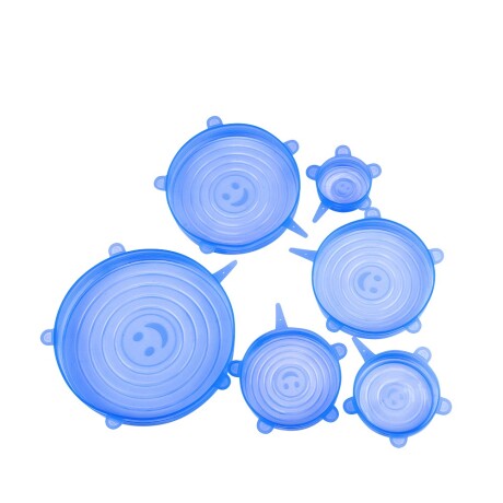 Set 6 Tapas de Silicona Ajustables - Varios Tamaños Azul