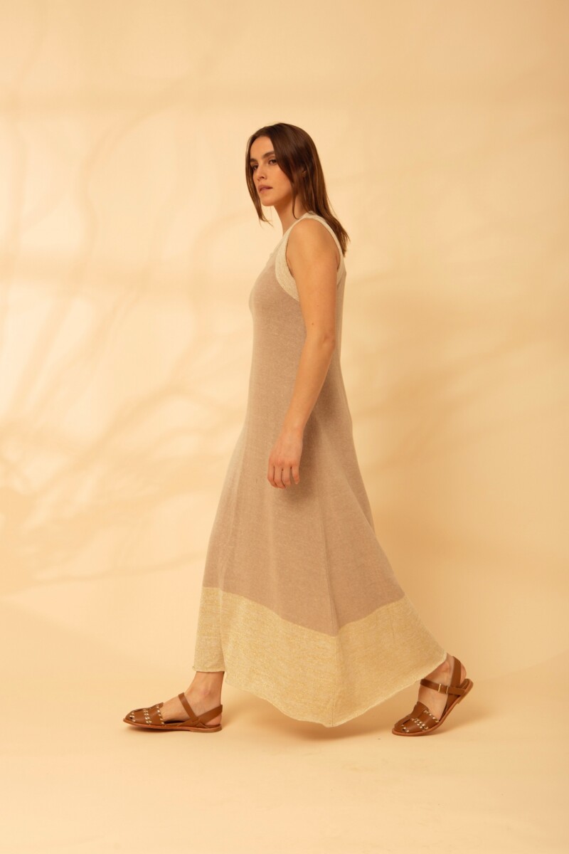 VESTIDO ACAI LONG KNIT Beige Y Crud