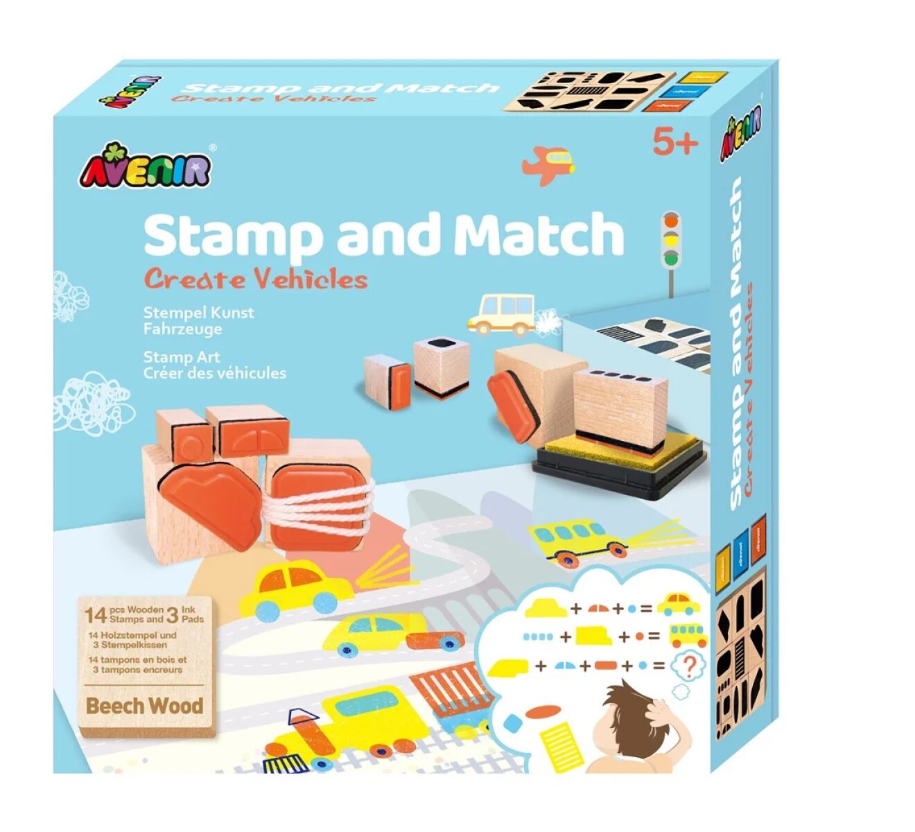 Vehículos Match Create: un kit de arte con sellos, multicolor 