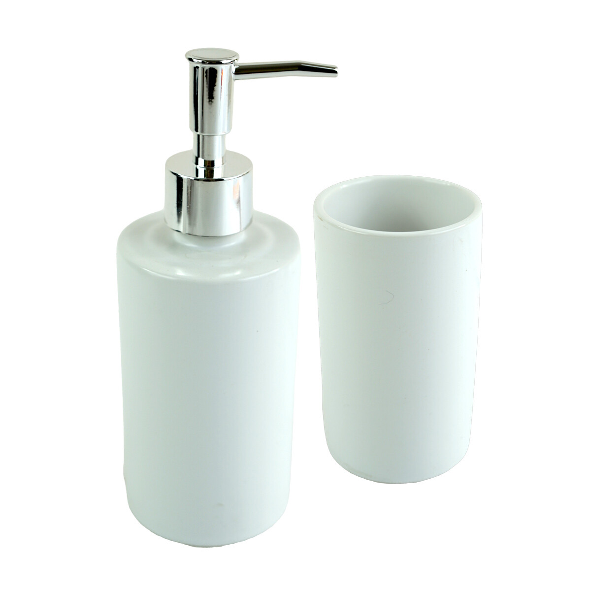 SET BAÑO 2PCS CERAMICA BCO O NEGRO DISPENSADOR Y VASO 