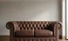 Sillón 100% Cuero - 2 Cuerpos - Chesterfield Caramelo