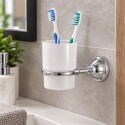 Soporte Porta Cepillo Dientes de Pared con Vaso de Vidrio Soporte Porta Cepillo Dientes de Pared con Vaso de Vidrio