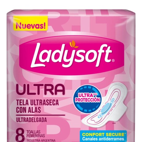 LADYSOFT TOALLAS FEMENINAS ULTRASECA CON ALAS 8 UNIDADES LADYSOFT TOALLAS FEMENINAS ULTRASECA CON ALAS 8 UNIDADES