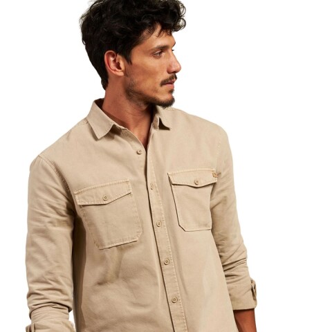 CAMISA S-3XL MARRON CLA
