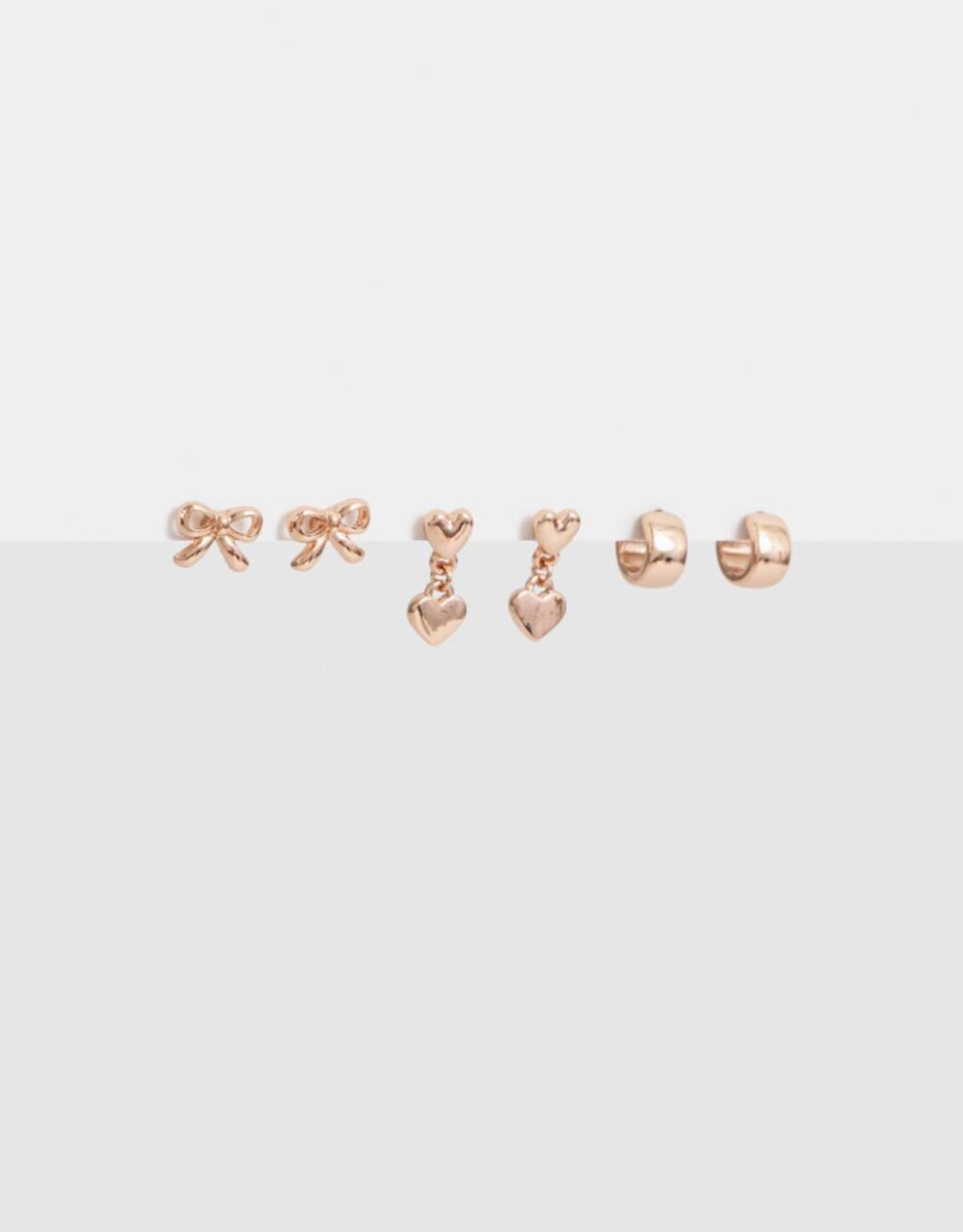 Set De Aros Bañados En Oro Rosa - Dorado Oro Rosa 