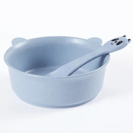 Set de Bowl Tazón y Cuchara para Comida Bebé en Plástico Azul