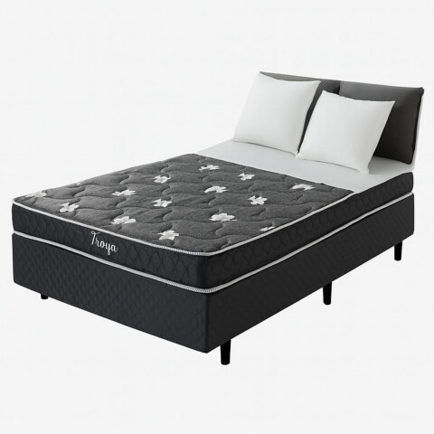 Conjunto Sommier TROYA | Plaza y Media + Box | Espuma | 190x110x50 cm | Soporta 150 Kg Conjunto Sommier TROYA | Plaza y Media + Box | Espuma | 190x110x50 cm | Soporta 150 Kg