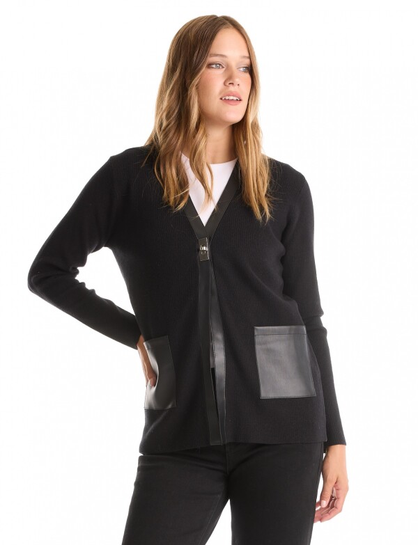 Cardigan Combinado NEGRO