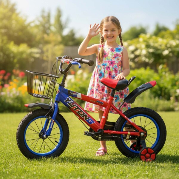 Bicicleta Infantil Yjtong R16 Canasto Parrilla Guardabarros Rojo 1