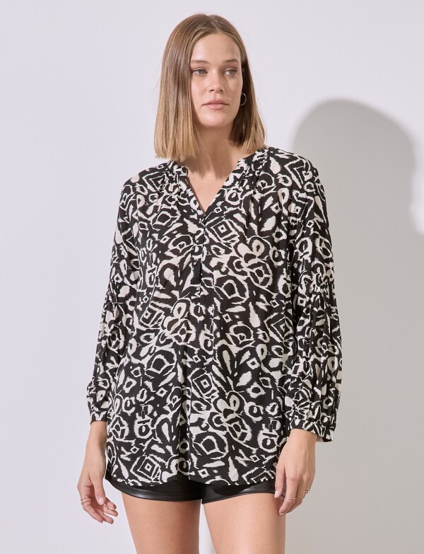 Blusa Print NEGRO/BEIGE