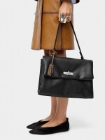Bolso De Mano Con Solapa Y Bandolera negro