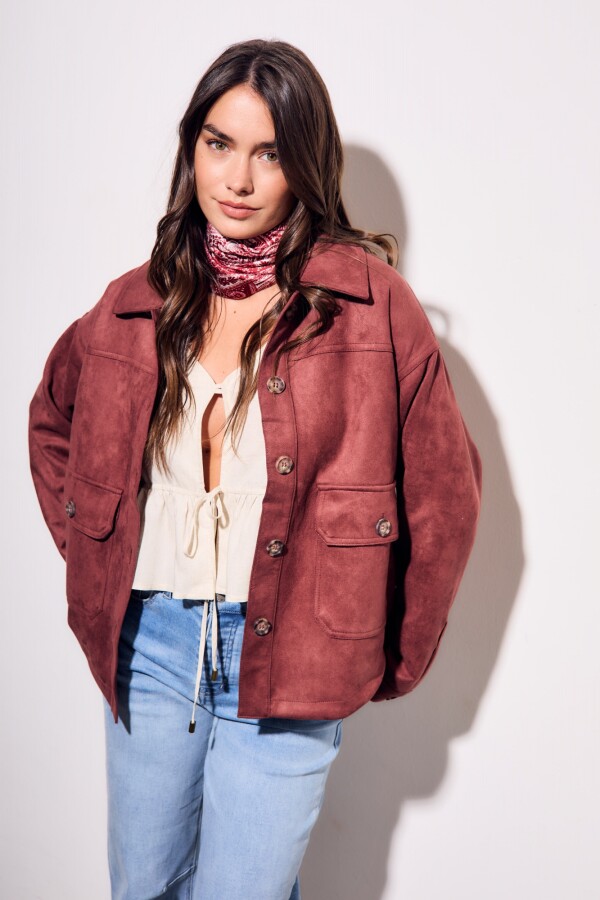 Sobrecamisa Gamuza Cuero Vegano Bordeaux