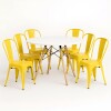 Juego de comedor mesa Redonda 120cm + 6 Sillas Tolix Blanco