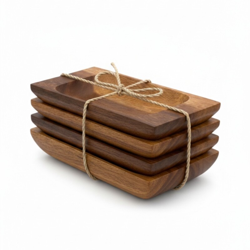 COMPOTERA 4PCS RECTANGULAR ACACIA Unica