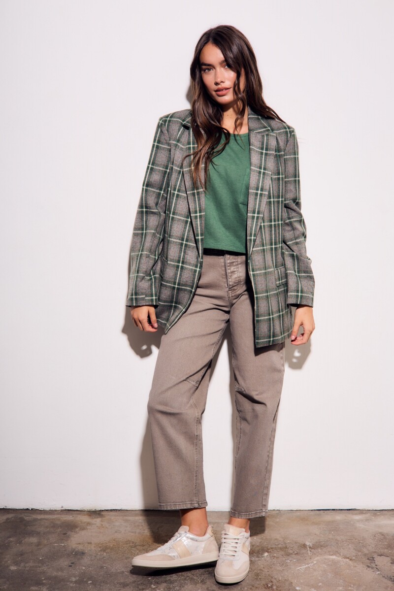 Blazer A Cuadros Oliva
