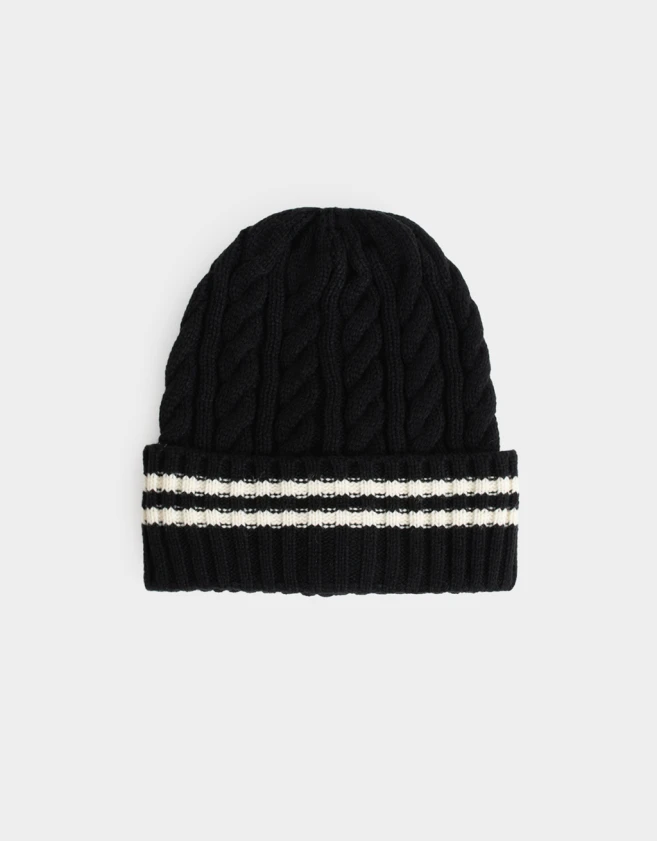 Gorro Romántico Gorro Tejido Varsity Negro - Negro