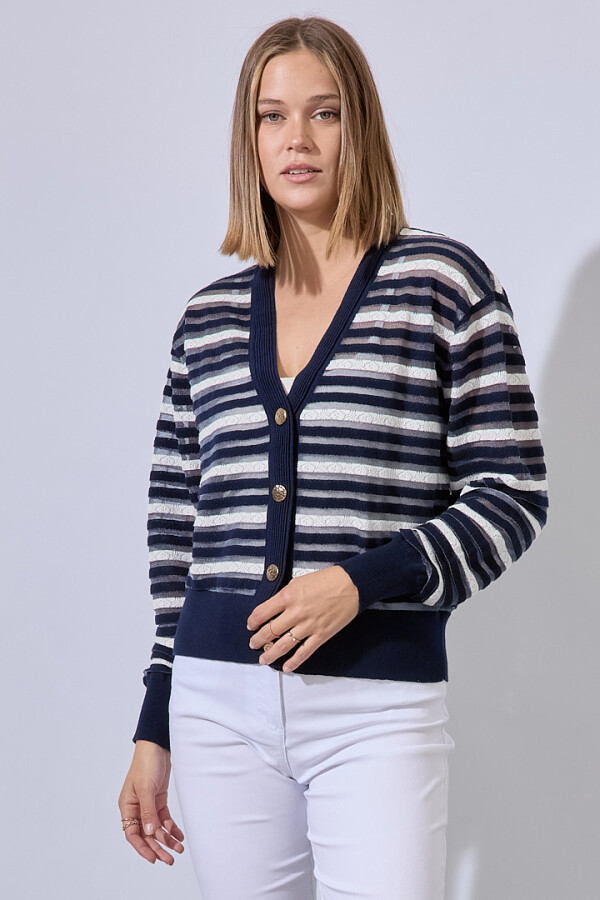 Cardigan Stripes AZUL/MULTI