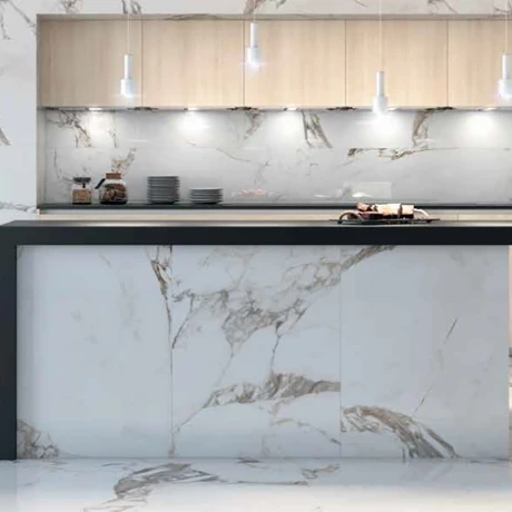 Porcelanato Marmolado Pulido 62.5X125Cm Piso Pared GAMAS DE BLANCO