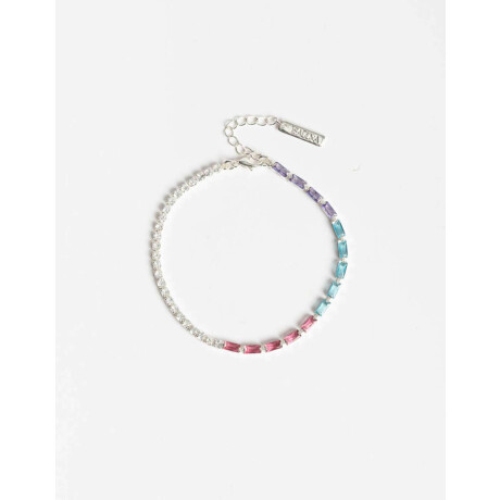Pulsera Flexible Con Cubic En Color Plateado