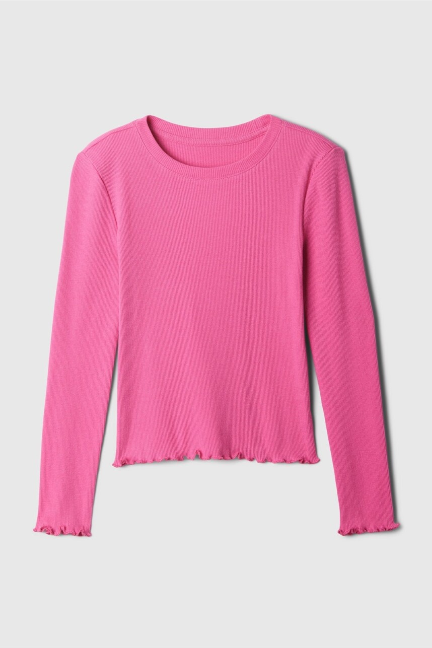 Remera Rib Manga Larga Niña Sizzling Fuchsia
