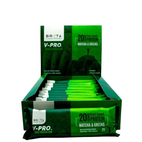 ¡OFERTA IMPERDIBLE! Protein Bar Vegan Caja x 12 Brota Matcha & Greens