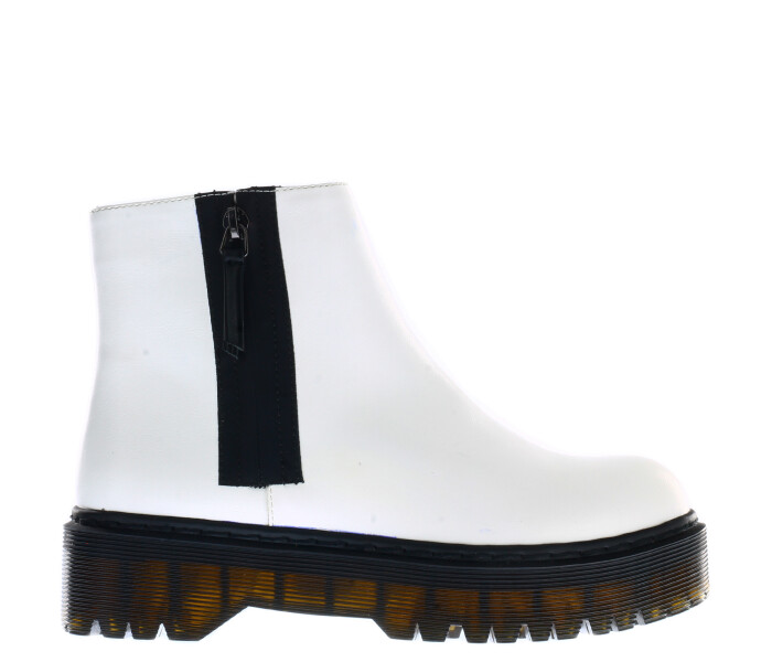 Bota ZETA estilo chelsea en charol White Pu