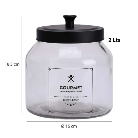 Frasco Tarro Recipiente Gourmet 2Lt Vidrio con Tapa Metálica Transparente