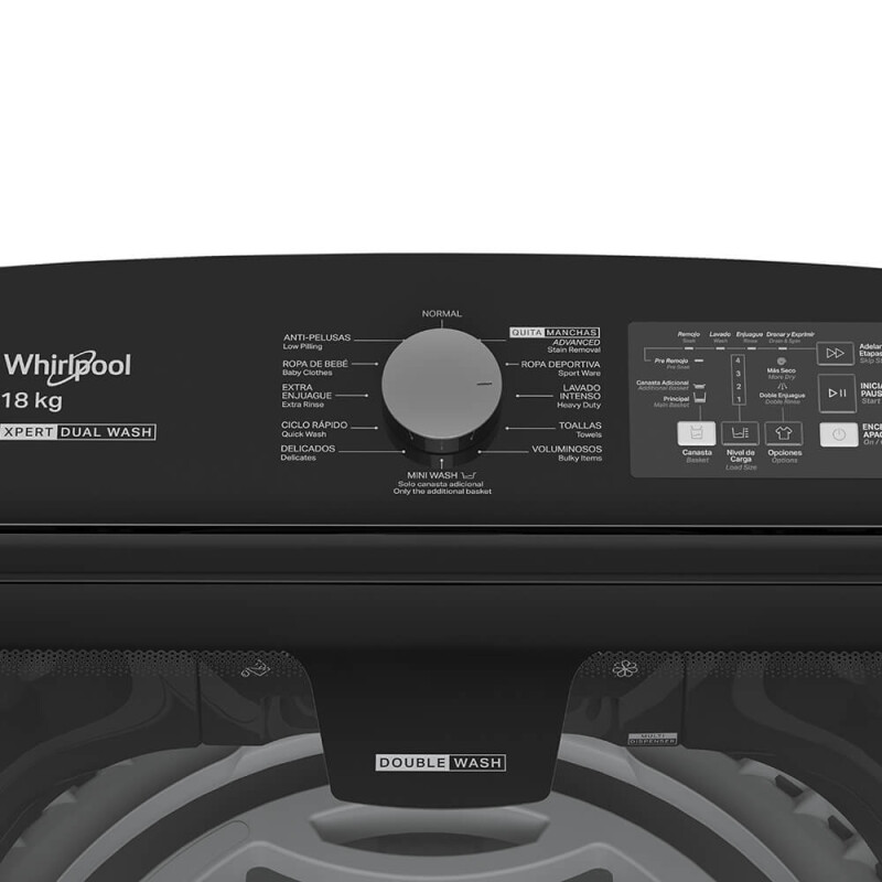 LAVADORA CARGA SUPERIOR WHIRLPOOL,40LBS-18KG (5.5LBS-2.5KG EN CANASTILLA) 001