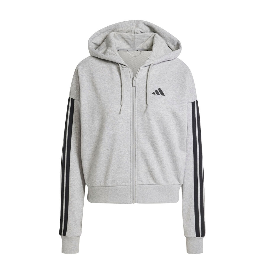 Campera de Mujer Adidas Essentials French Terry 3 Tiras Gris - Negro