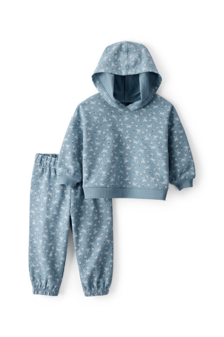 Set dos piezas de algodón, pantalón y buzo con capucha Sin color