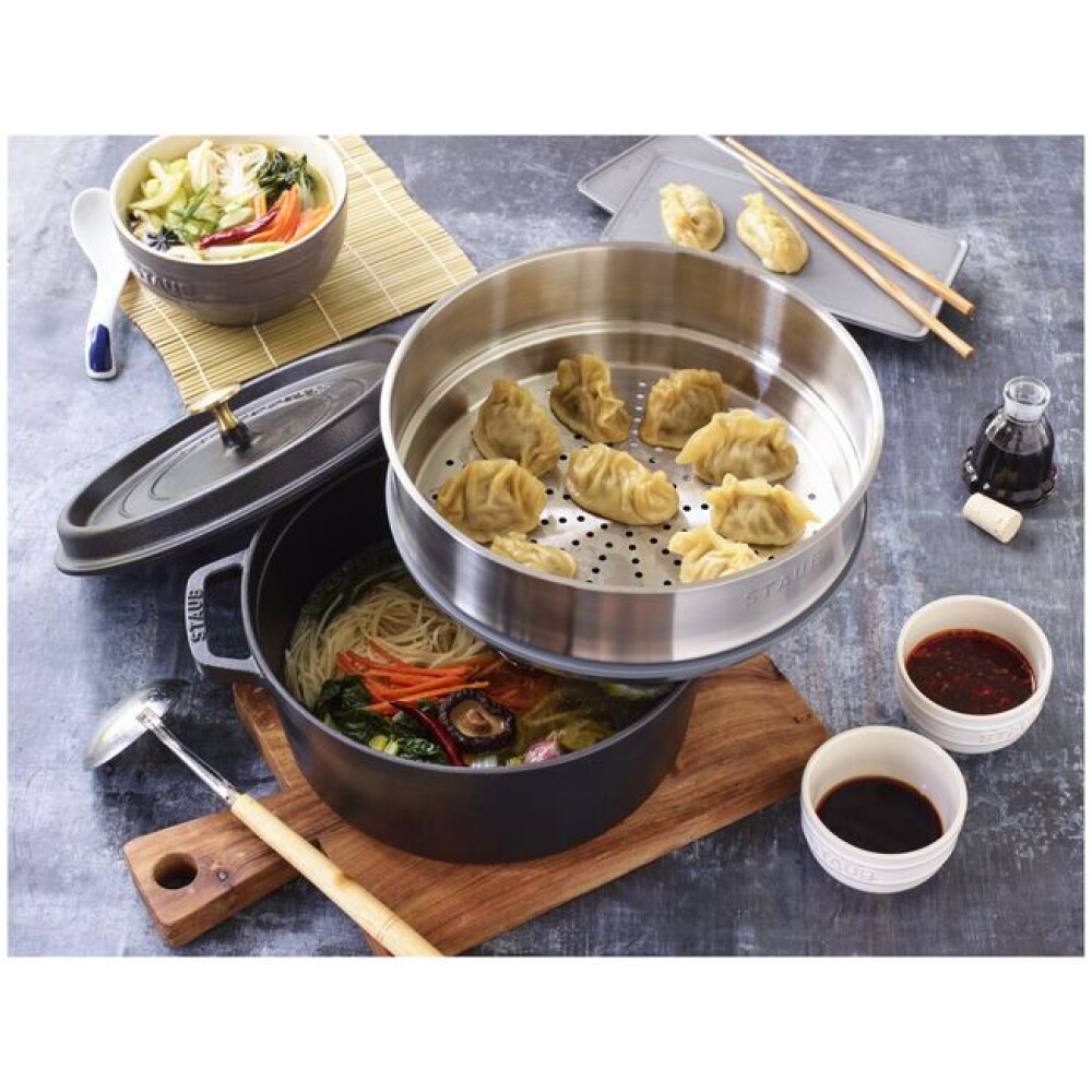 STAUB COCOTTE C/ VAPORIERA - 26 CM NEGRA STAUB COCOTTE C/ VAPORIERA - 26 CM NEGRA