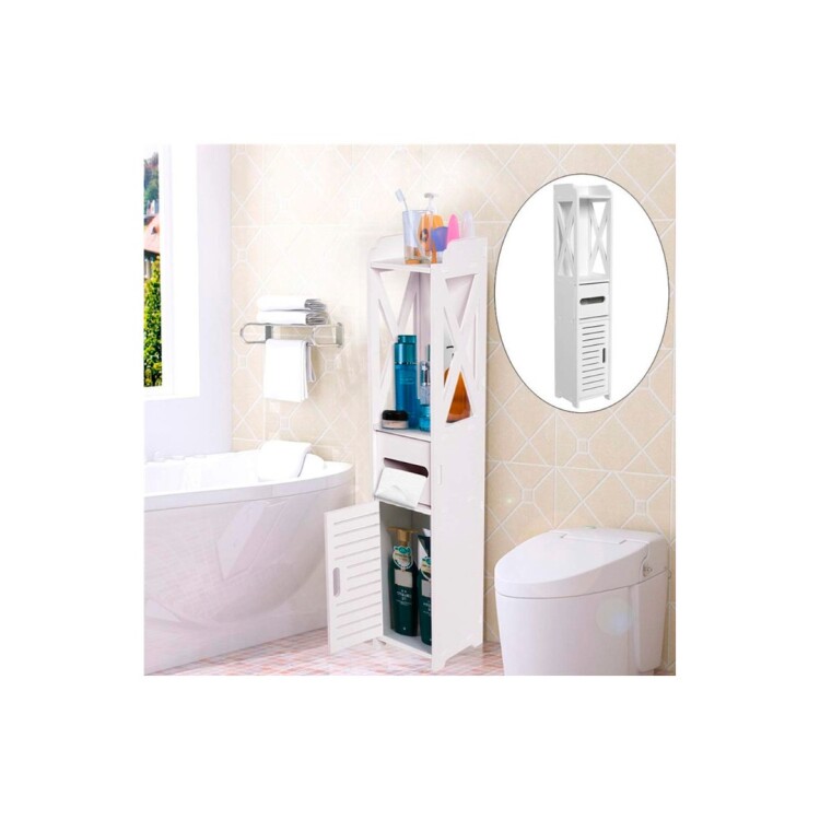 MUEBLE ORGANIZADOR BAÑO PAPEL HIGIENICO 80X20CM Blanco