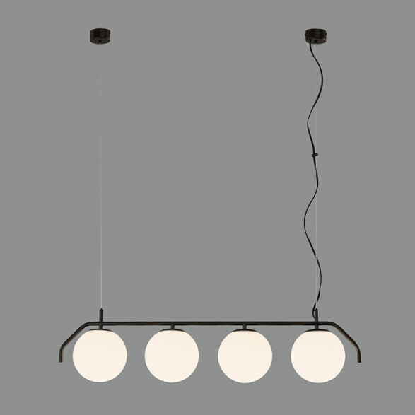 Colgante negro globo vidrio opal 4XE27 MAUI BA0242