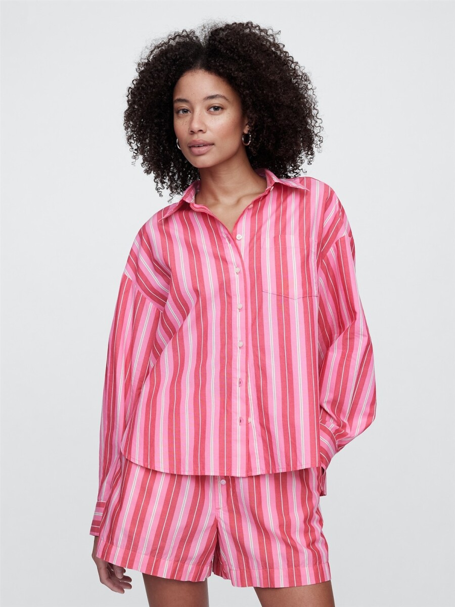 Camisa Poplin Big Mujer - Pink Stripe 