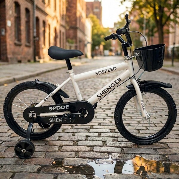 Bicicleta Infantil Shengdi R16 Canasto Parrilla Guardabarros Blanco 1