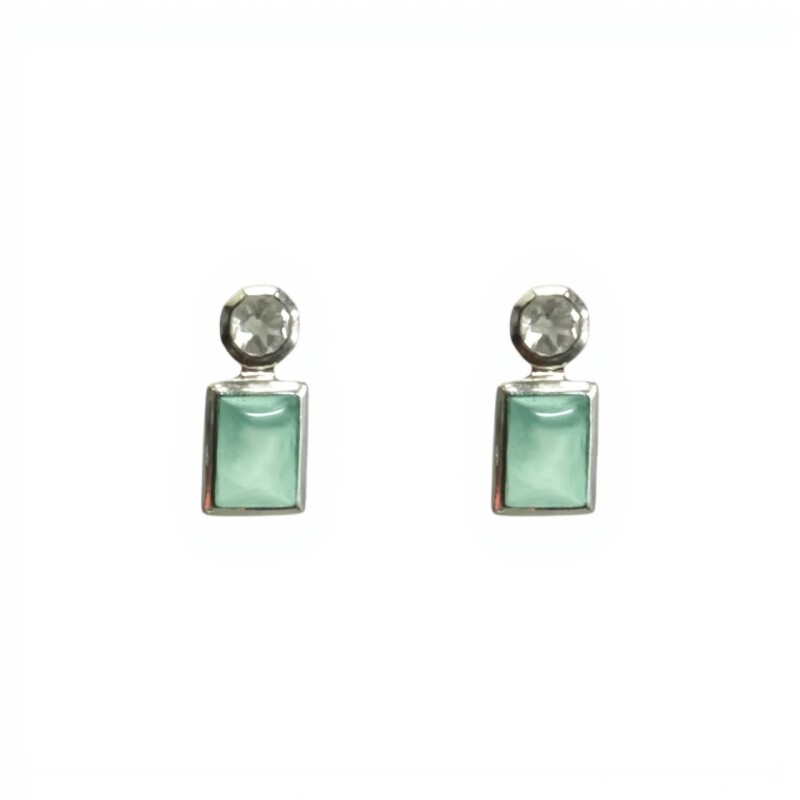 Caravanas Eugenia - Plata rodinada 925-Piedra Topacio azul-CA2006 conpiedra