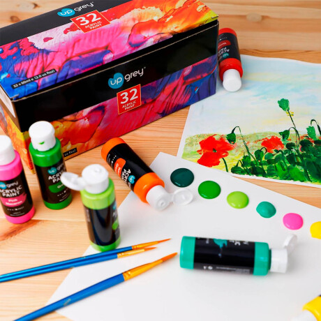 Set De Arte Pinturas Acrílica Pinceles Paleta 49 Pcs Esc002005