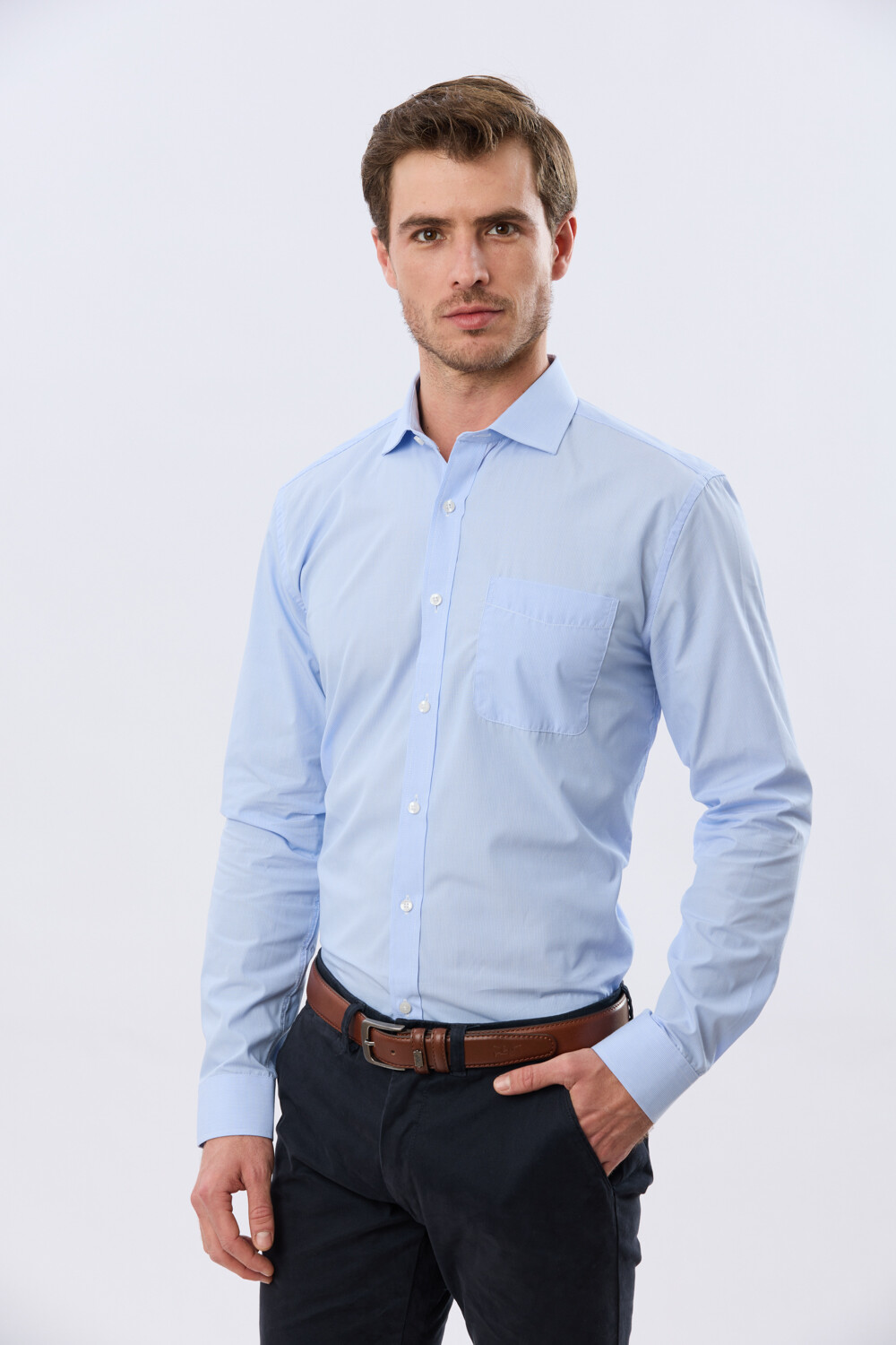 CAMISA RAYADA Celeste