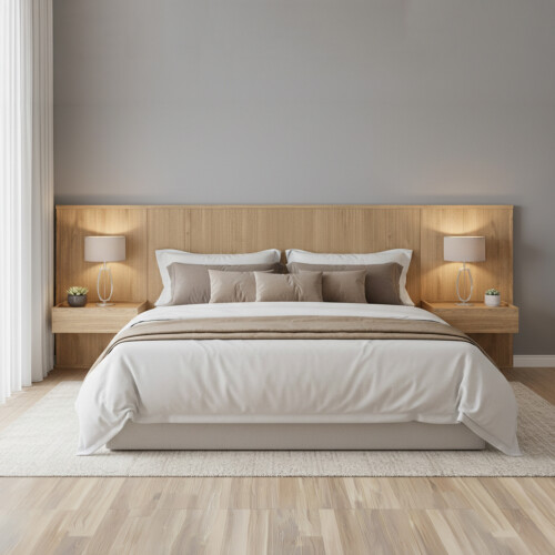 Respaldo Queen continuo con mesa de luz Chloe - Moderna Hanover